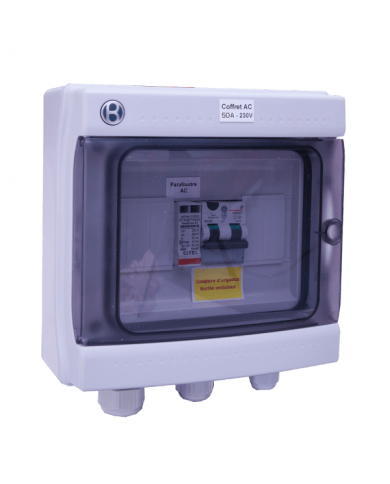 Coffret AC 7-10kW monophasé 230VAC 50A pour photovoltaique Coffret AC 7-10kW monophasé 230VAC 50A pour photovoltaique
