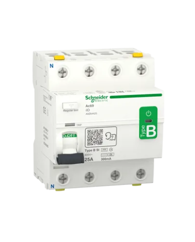 A9Z64425 - Disjoncteur différentiel - 4P - 25A - 300mA - type B-SI | Alma Solar® N°1 des panneaux solaires en ligne A9Z64425 - Disjoncteur différentiel - 4P - 25A - 300mA - type B-SI | Alma Solar® N°1 des panneaux solaires en ligne