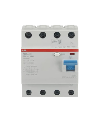 Dispositif à courant résiduel ABB F204 A-40/0,03 4P, Type A, 40A, 30mA 2CSF204101R1400