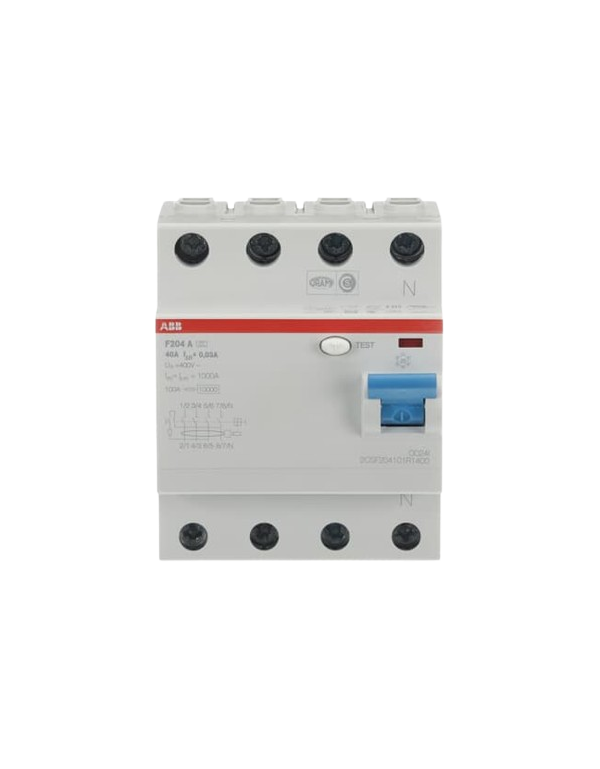 Dispositif à courant résiduel ABB F204 A-40/0,03 4P, Type A, 40A, 30mA 2CSF204101R1400 Dispositif à courant résiduel ABB F204 A-40/0,03 4P, Type A, 40A, 30mA 2CSF204101R1400