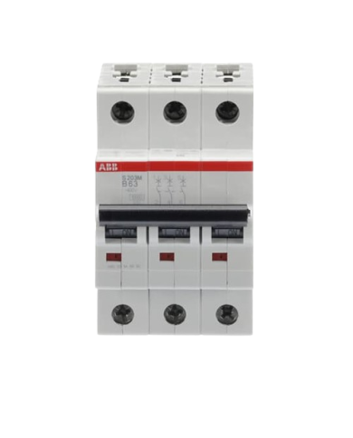 Disjoncteur miniature ABB S200M Type B, 3 pôles 63A 440V, capacité de coupure 10 kA System Pro M Compact