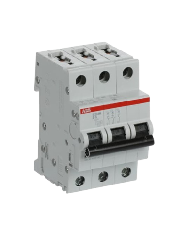 Disjoncteur ABB S203M-B6 3P 6A caractéristique B, 10 kA