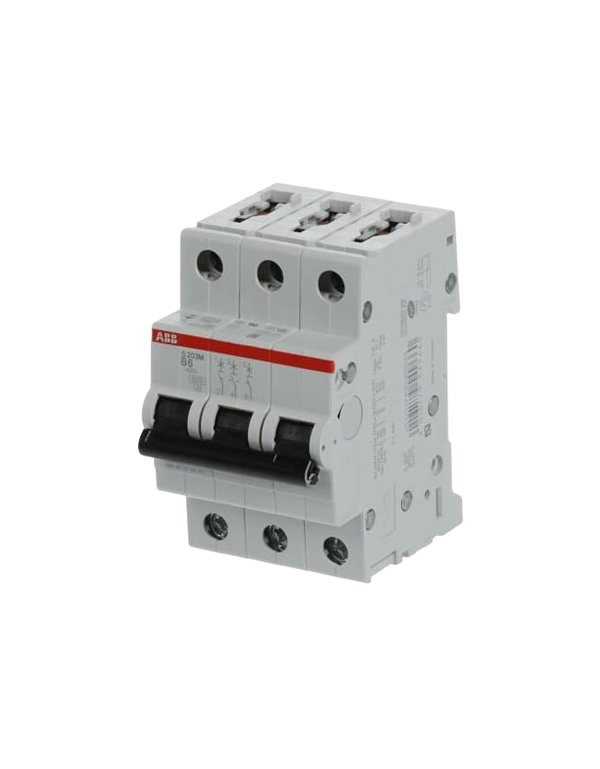 Disjoncteur ABB S203M-B6 3P 6A caractéristique B, 10 kA