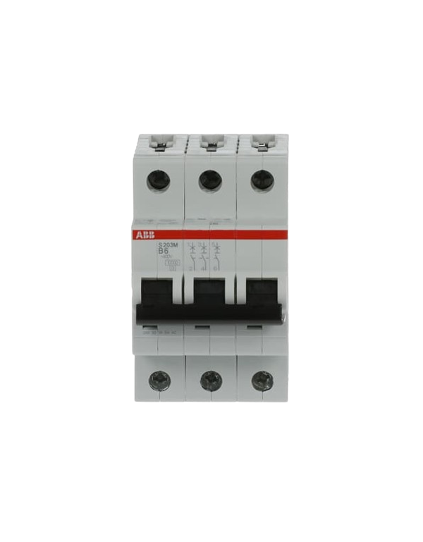 Disjoncteur ABB S203M-B6 3P 6A caractéristique B, 10 kA