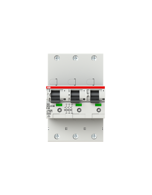 Disjoncteur principal ABB S751/3DR-E40, sélectif, 40 A, 3 x 1 pôle Disjoncteur principal ABB S751/3DR-E40, sélectif, 40 A, 3 x 1 pôle