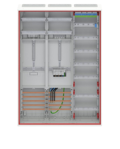 Armoire complète Striebel & John DD37V11VB pour 40A 1 compteur & 1 réserve, 72 & 48TE, BH3, 3 champs 16 mm²