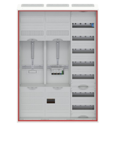 Armoire complète Striebel & John DD37V11VB pour 40A 1 compteur & 1 réserve, 72 & 48TE, BH3, 3 champs 16 mm²